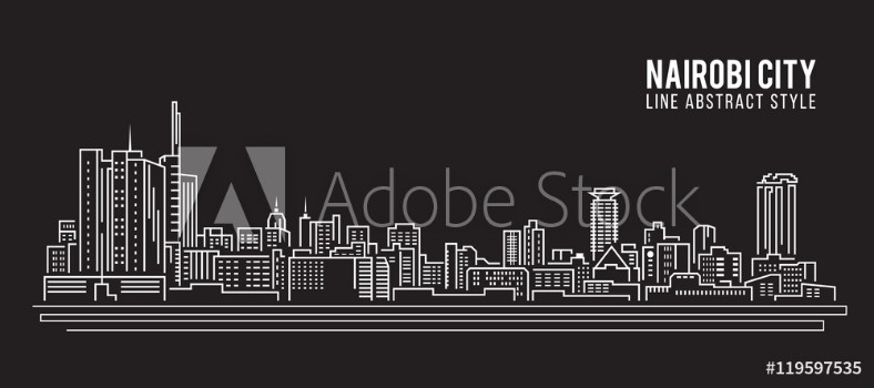 Picture of Cityscape Building Line art Vector Illustration design - Nairobi city